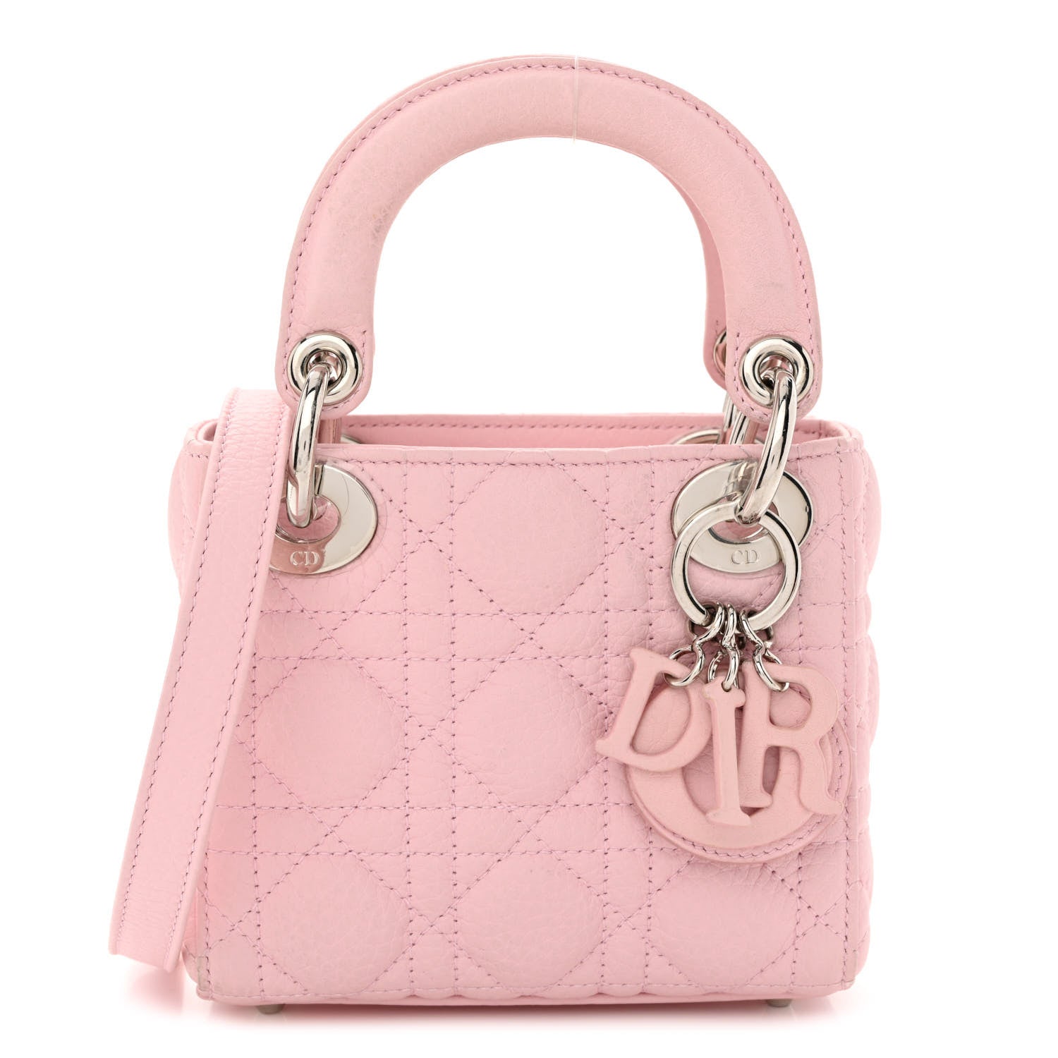 Christian Dior Grained Calfskin Cannage Nano Lady Dior Rose Clair 1 of 11