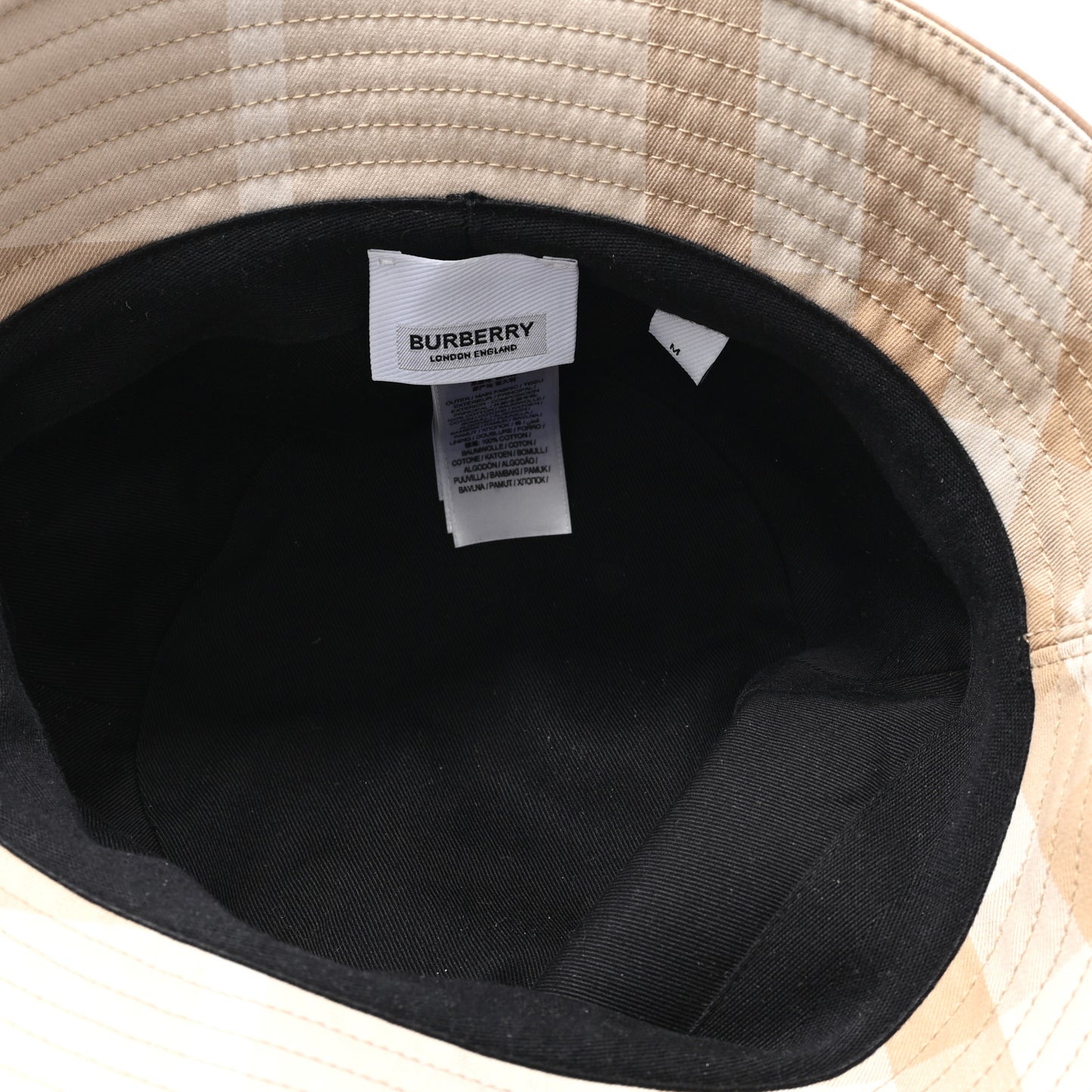 Cotton Canvas Giant Check Bucket Hat M Beige