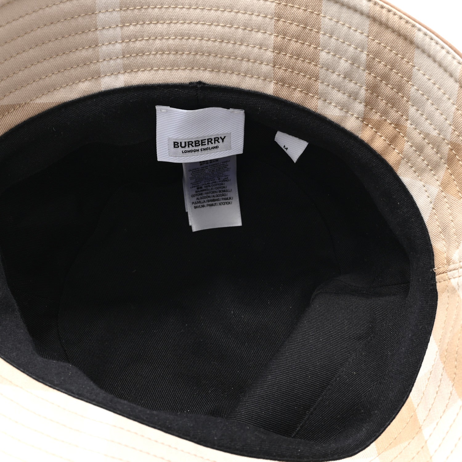 Burberry Cotton Canvas Giant Check Bucket Hat M Beige 9 of 9