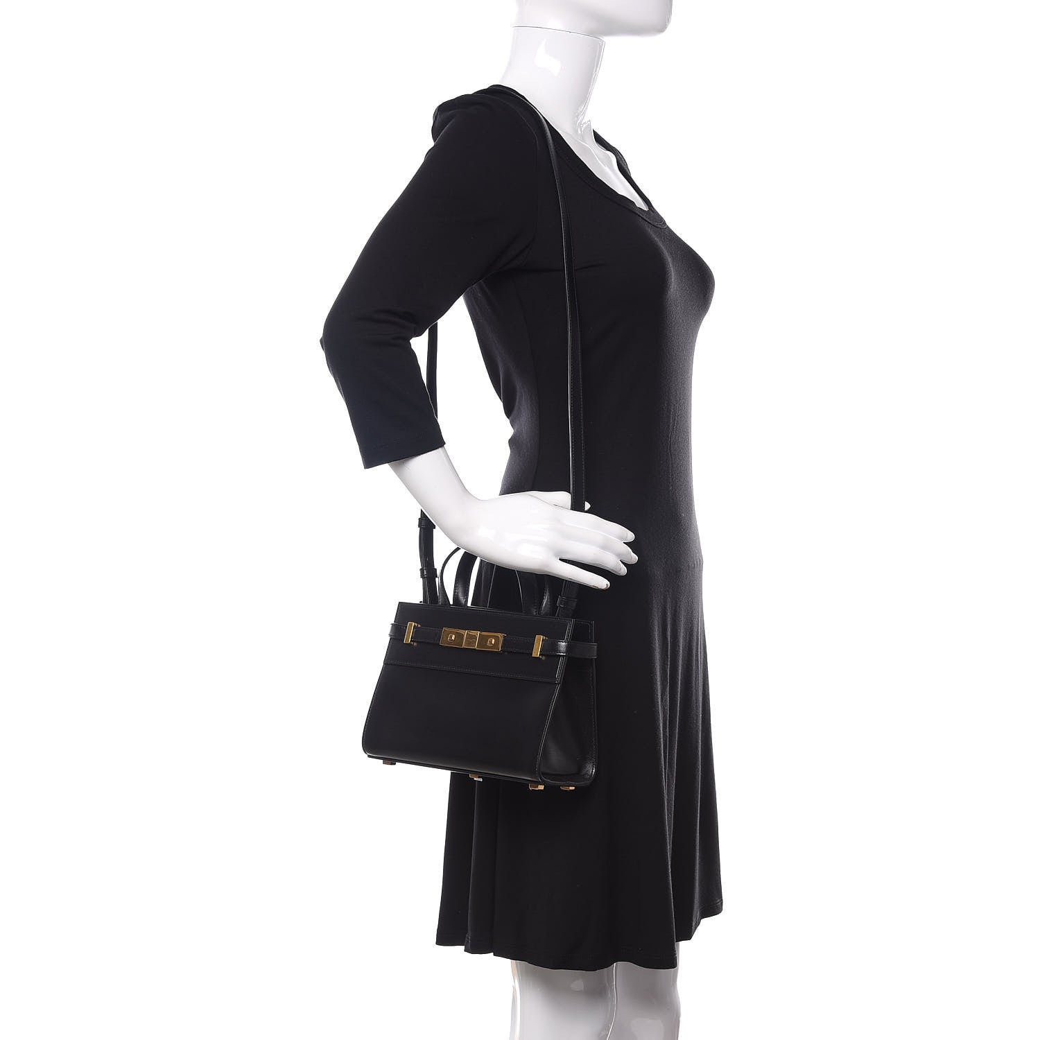 Saint Laurent Smooth Calfskin Manhattan Nano Shopper Tote Black 2 of 11