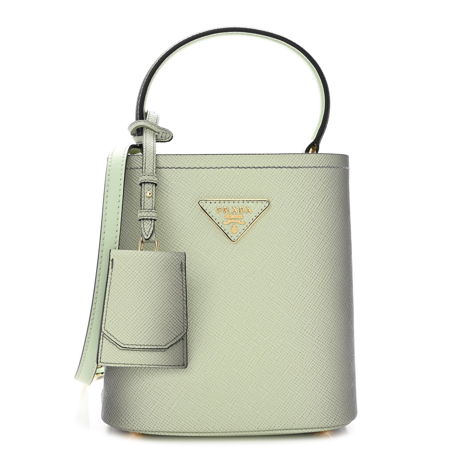 Prada Saffiano Cuir Small Panier Bucket Bag Acqua Sfumato 1 of 9