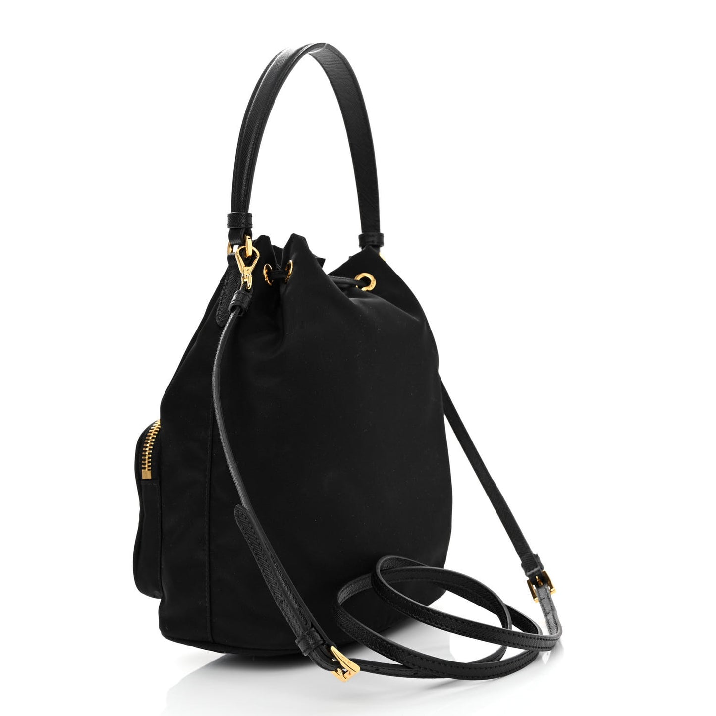 Re-Nylon Duet Drawstring Shoulder Bag Black