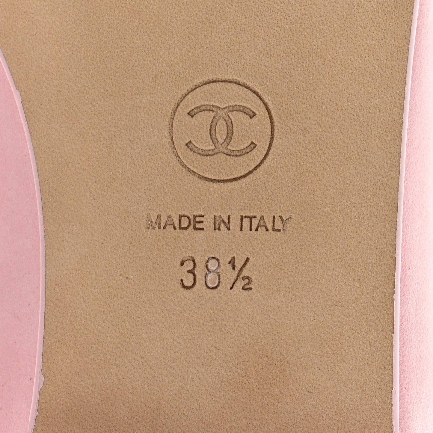 Suede Calfskin Cap Toe CC Ballerina Flats 38.5 Light Pink
