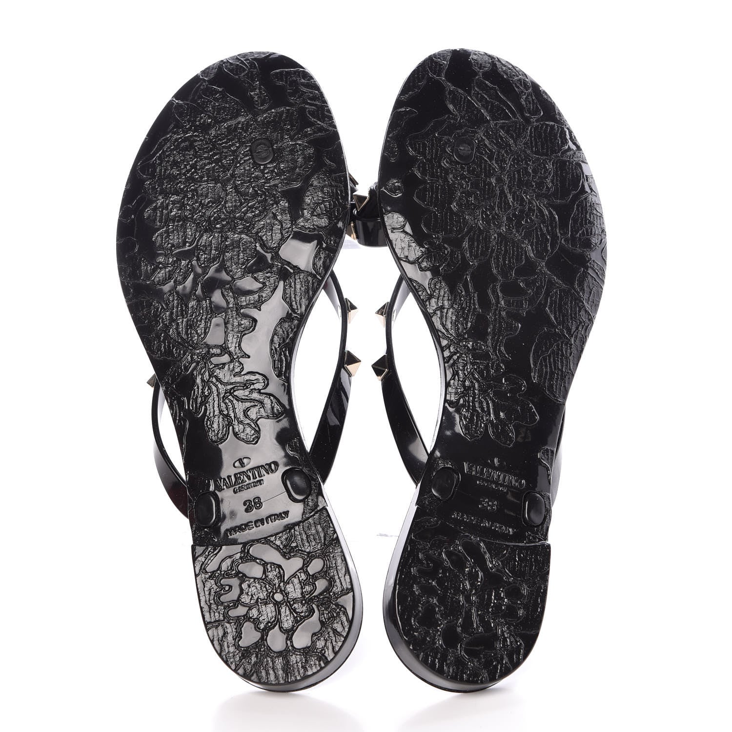 Valentino Garavani PVC Jelly Rockstud Bow Thong Sandals 38 Black 5 of 8