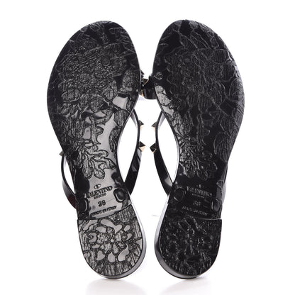 Valentino Garavani PVC Jelly Rockstud Bow Thong Sandals 38 Black 5 of 8