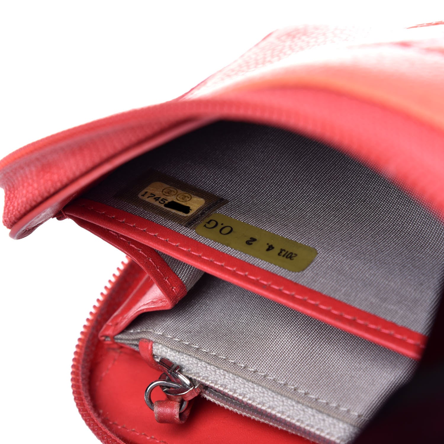Chanel Caviar Large Timeless CC Gusset Zip Around Wallet Orange 7 of 8