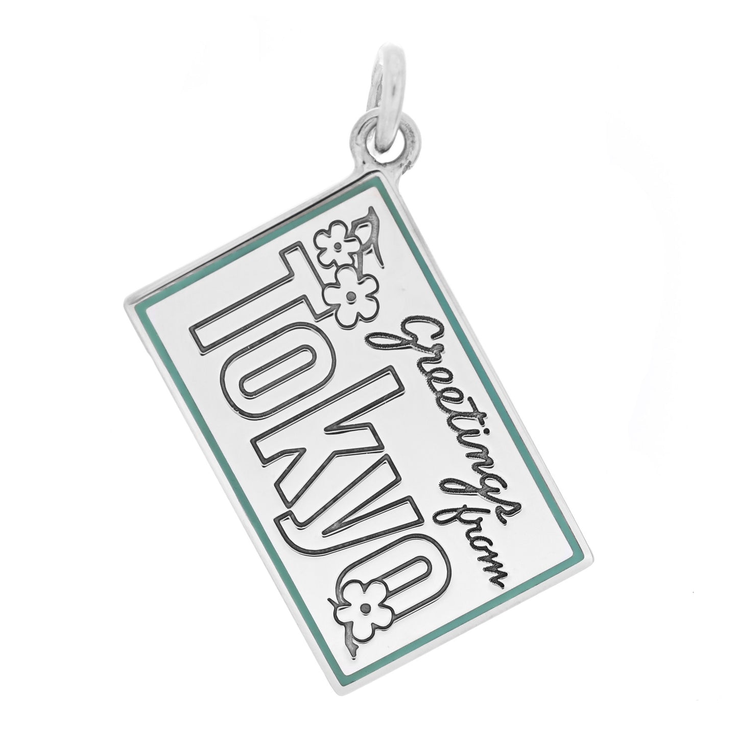 Sterling Silver Enamel Tokyo Postcard Charm Blue