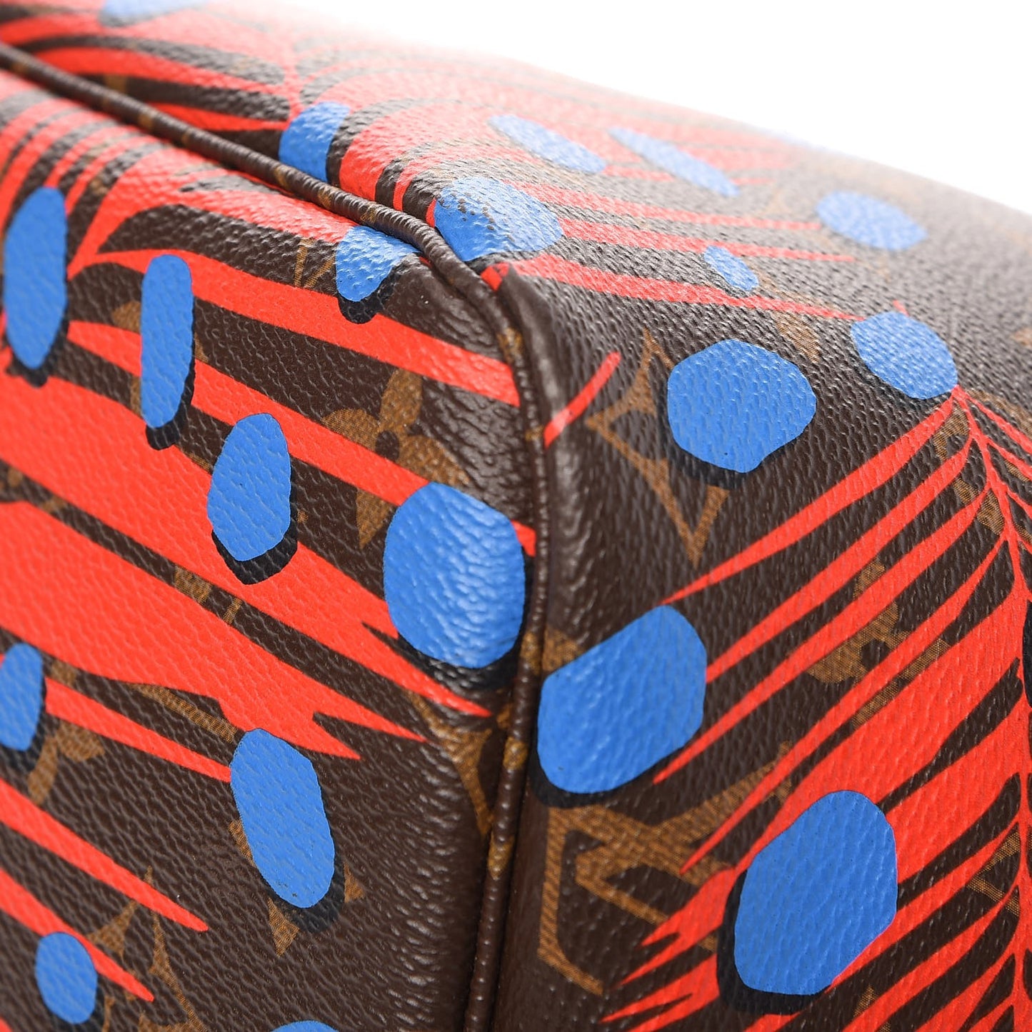 Monogram Jungle Dots Neo Neverfull MM Coquelicot Denim