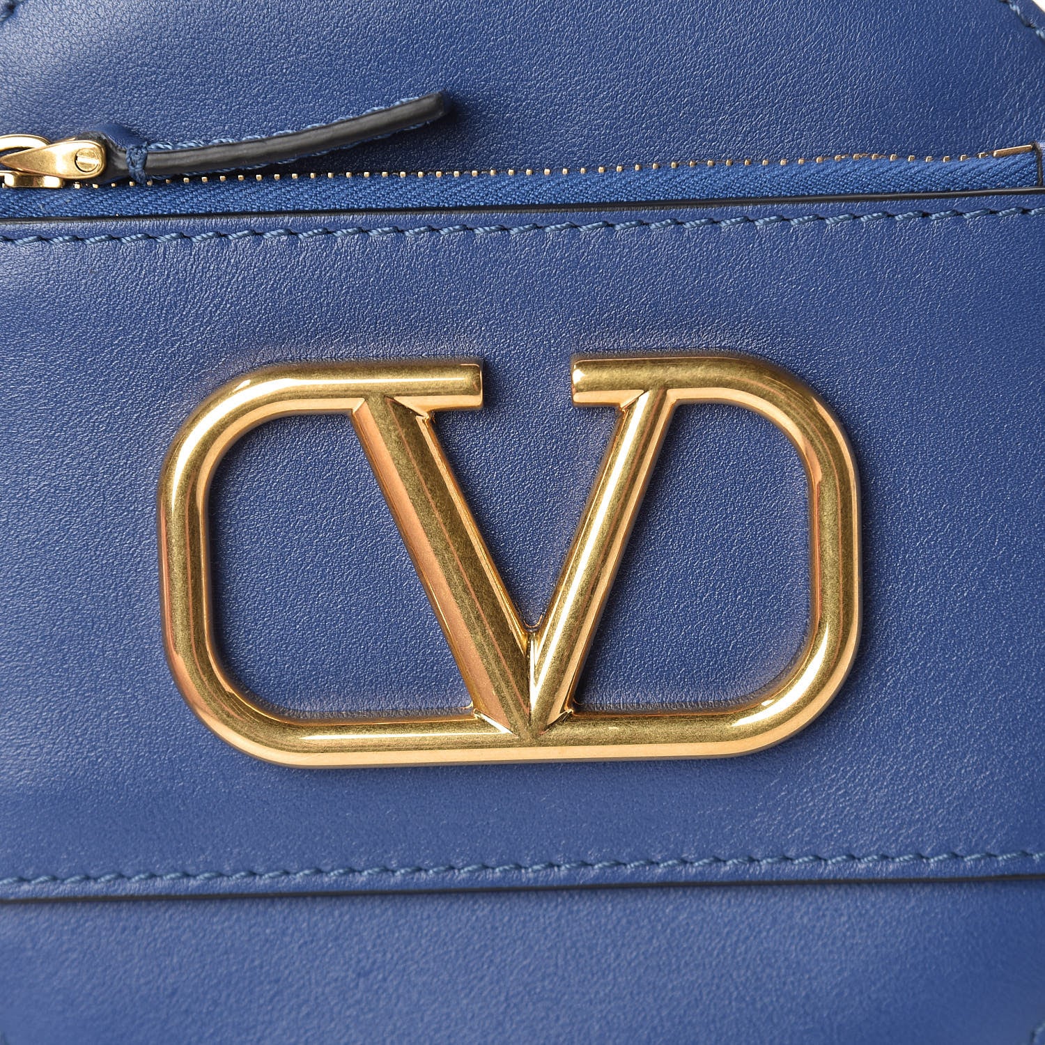 Valentino Garavani Calfskin VLogo Round Crossbody Bag Blue 7 of 10