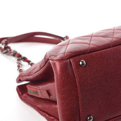 Chanel Iridescent Caviar Quilted Small Chic Tote Dark Red 13 of 14