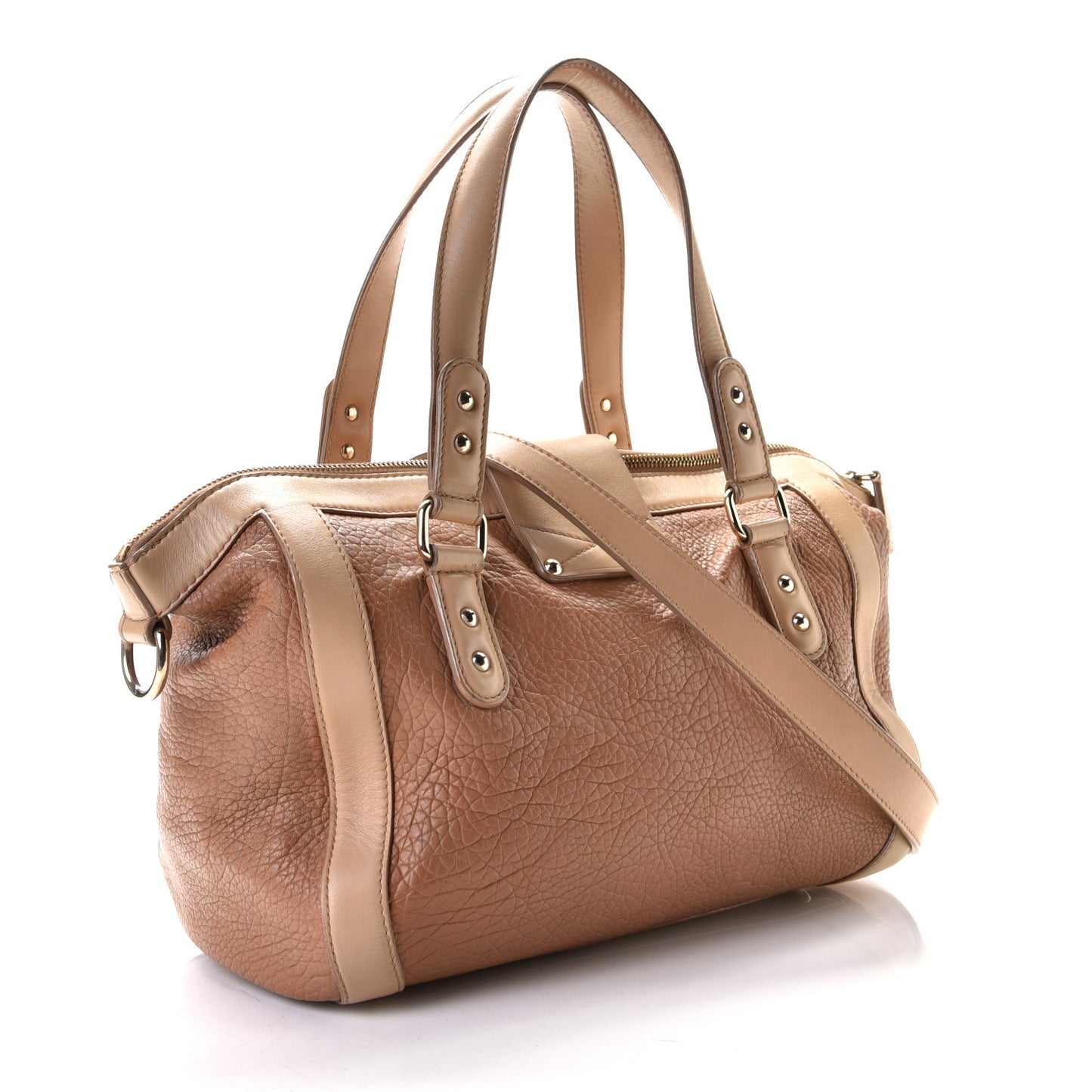Goatskin Top Handle Shoulder Bag Beige