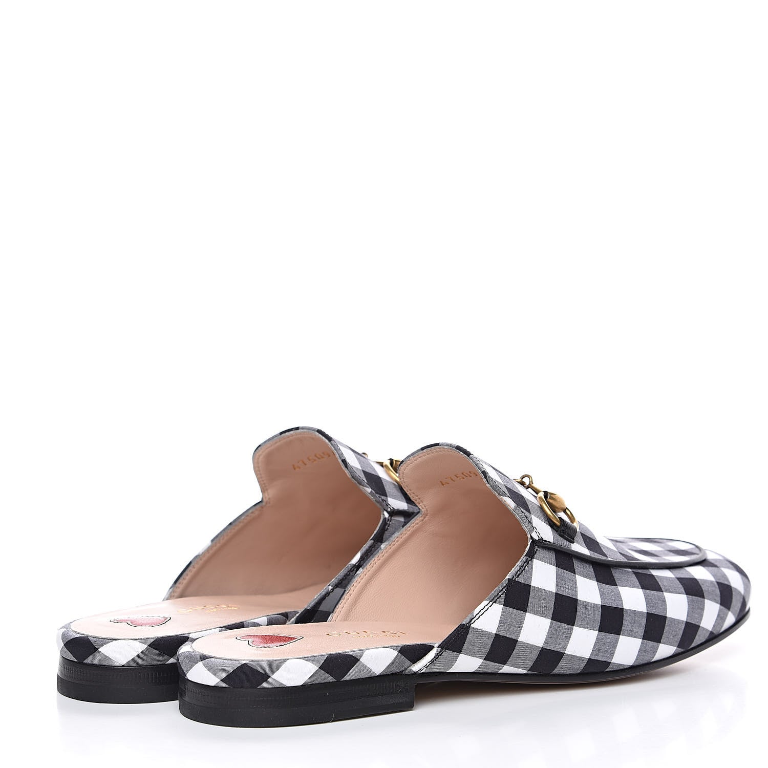 Gucci Cotton Gingham Womens Princetown Slippers 36 White Black 4 of 9