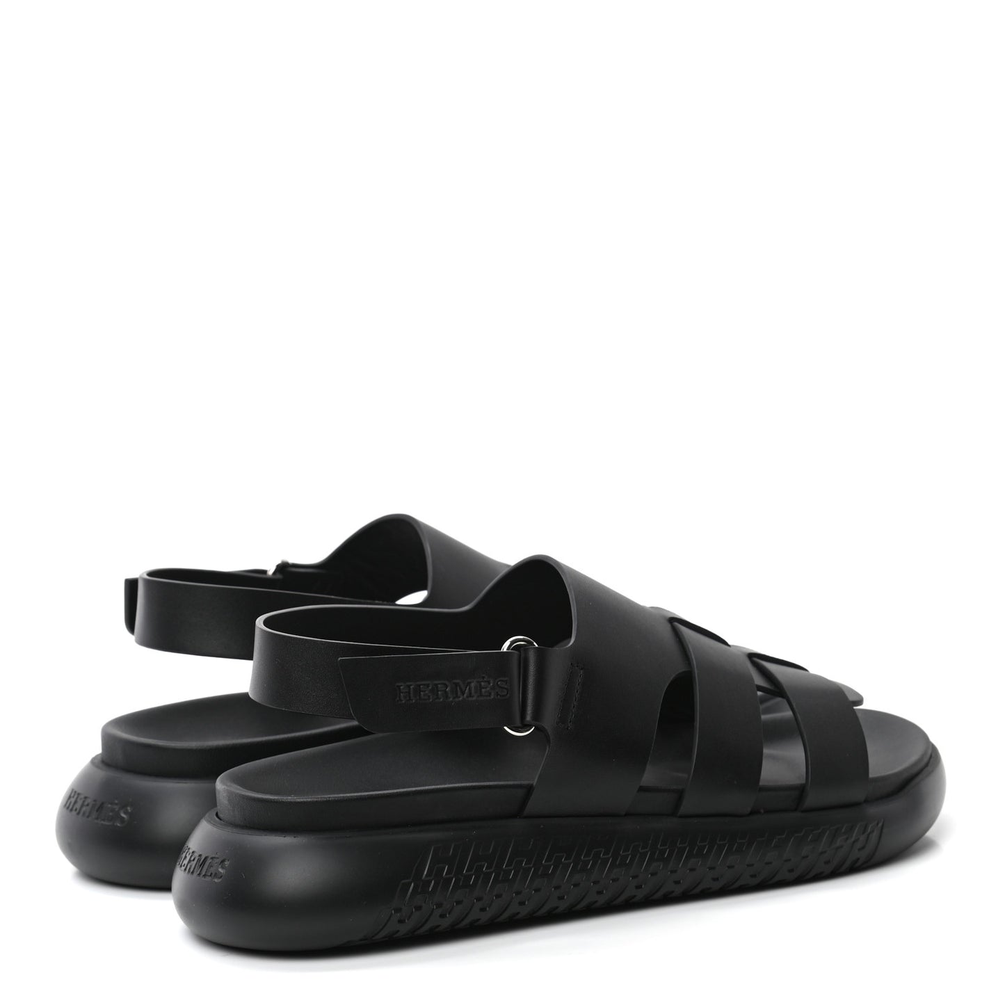 Calfskin Mens Doha Sandals 40 Black