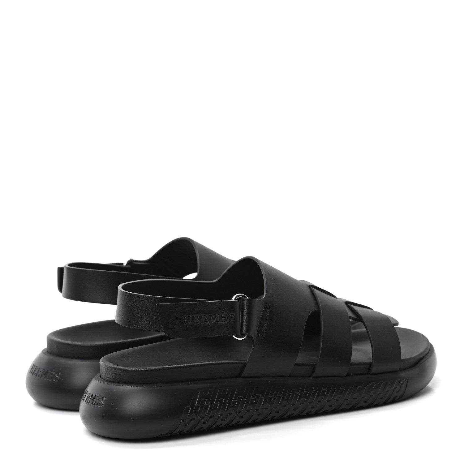 Hermes Calfskin Mens Doha Sandals 40 Black 4 of 7