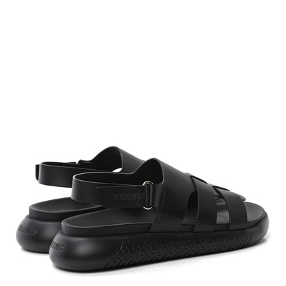 Hermes Calfskin Mens Doha Sandals 40 Black 4 of 7