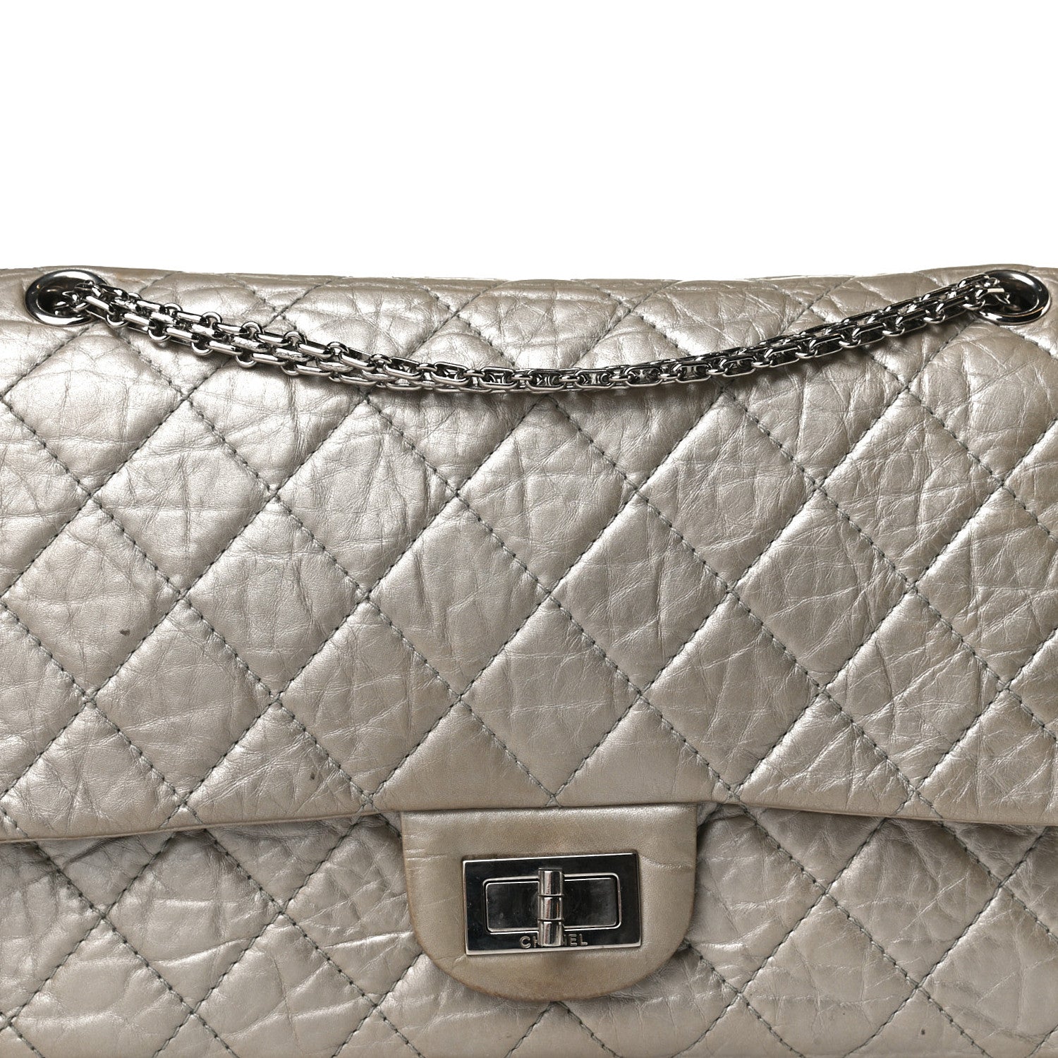 Chanel Metallic Aged Calfskin Quilted 2.55 Reissue 227 Flap Grey 8 of 16