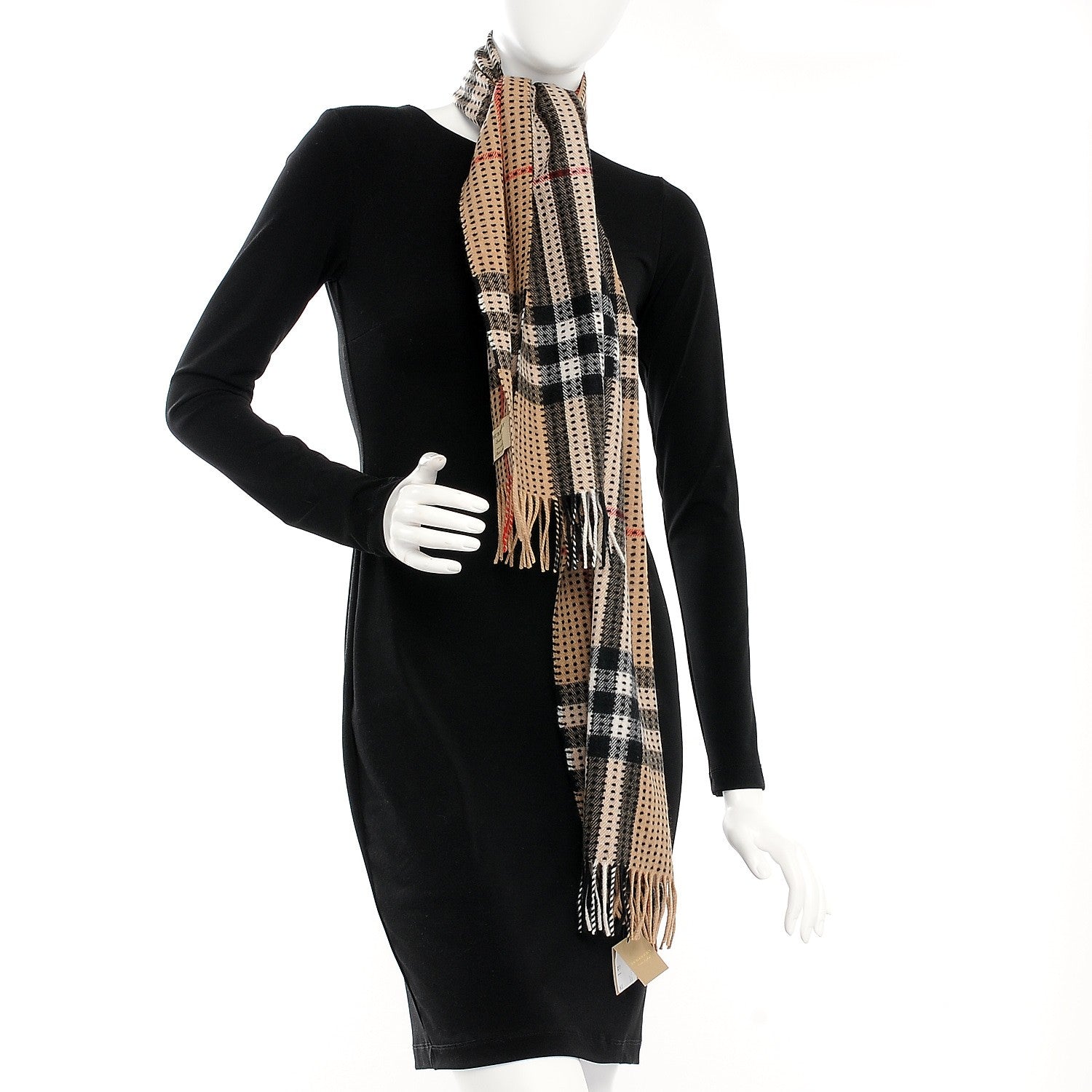 Burberry Cashmere Military Stitch Giant Check Scarf Camel 2 of 6