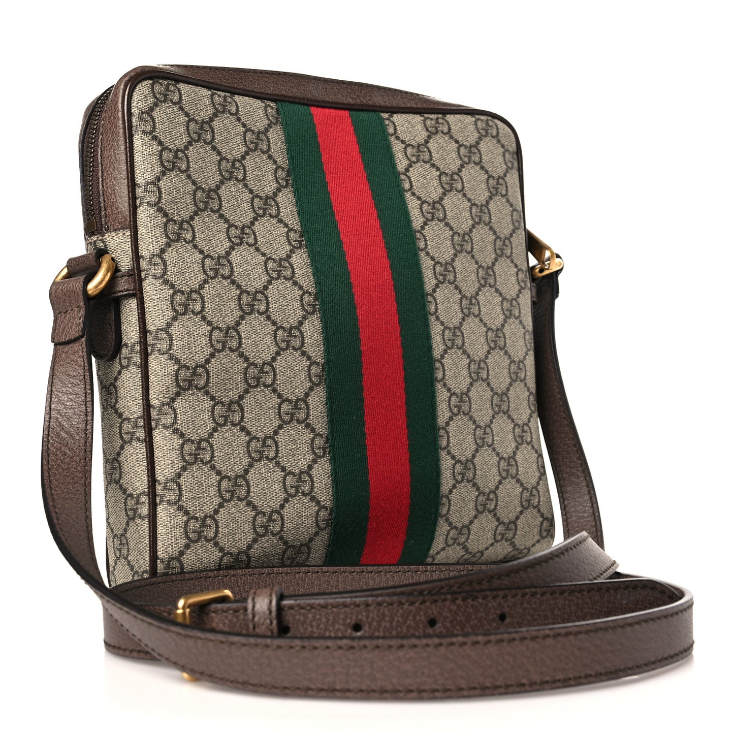 GG Supreme Monogram Web Small Ophidia Messenger Bag Brown