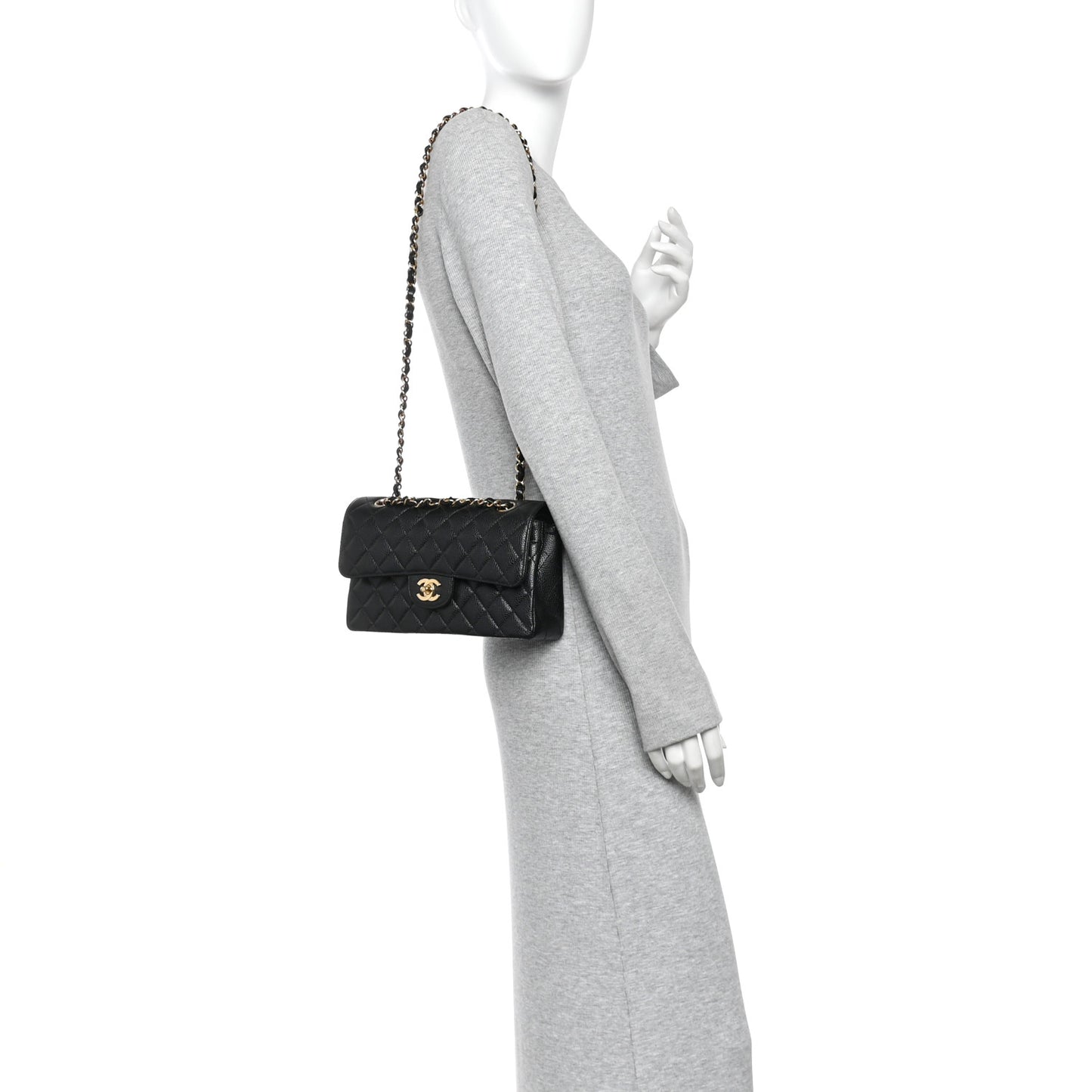 Caviar Quilted Small Double Flap Black