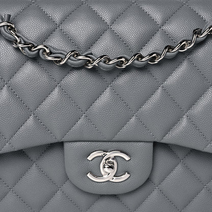 Chanel Caviar Quilted Jumbo Double Flap Grey 9 of 15