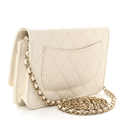 Chanel Caviar Quilted Wallet on Chain WOC White 2 of 14