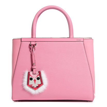 Fendi Vitello Elite Flamingo Mink Monster Charm Petite 2Jours Tote Pink Multicolor 1 of 26