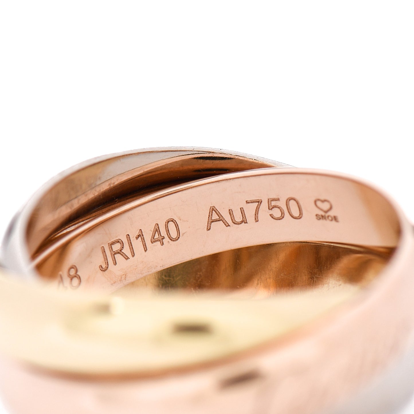 18K Pink Yellow White Gold Classic Trinity Ring 48 4.5
