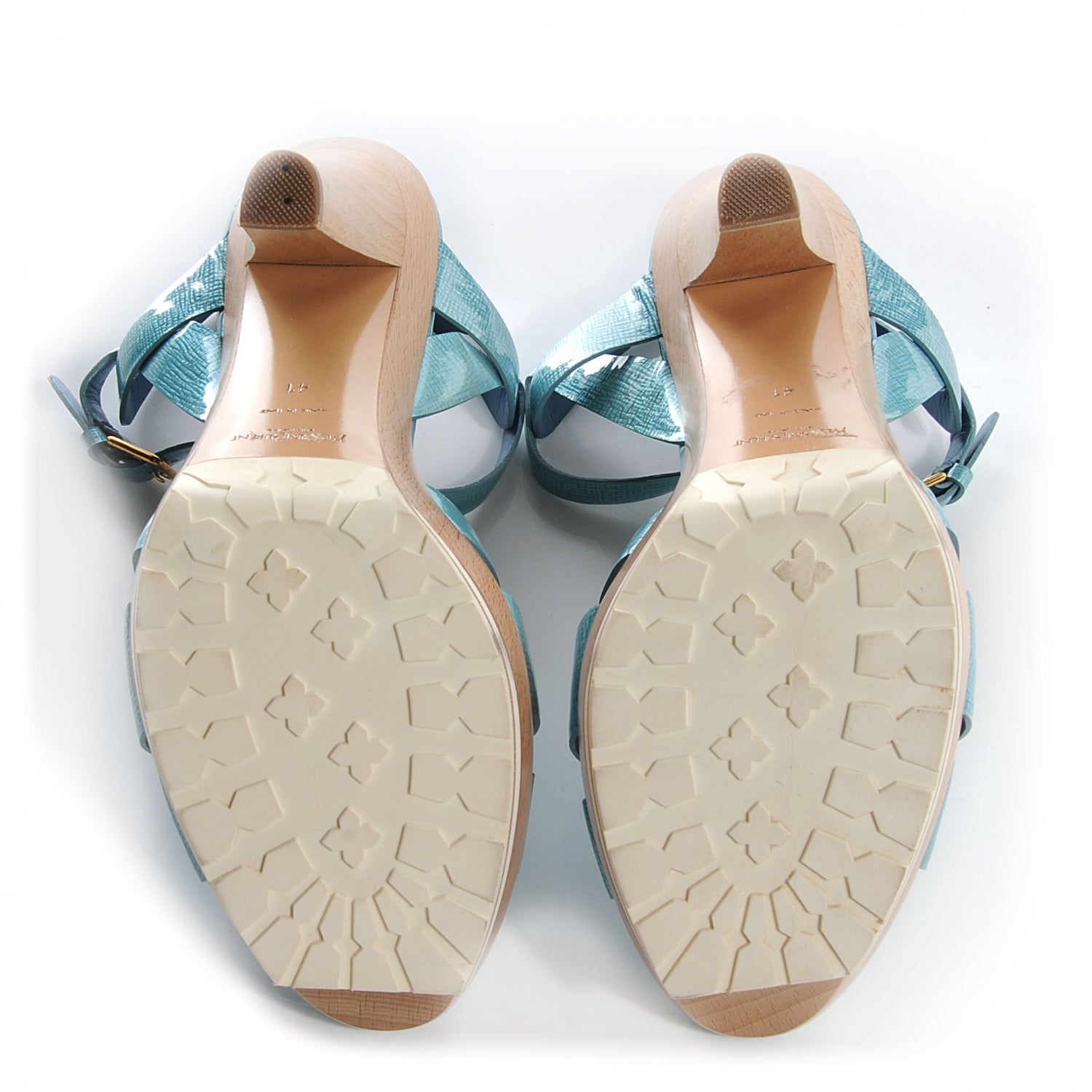 Saint Laurent Patent Tribute Platform Sandals 41 Blue 5 of 7