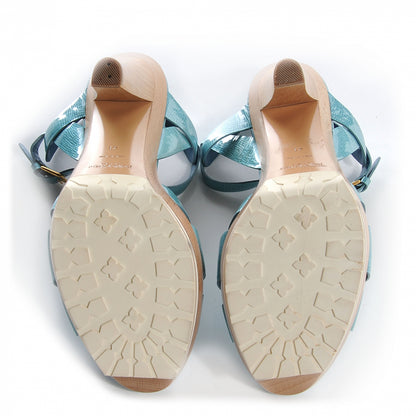 Saint Laurent Patent Tribute Platform Sandals 41 Blue 5 of 7