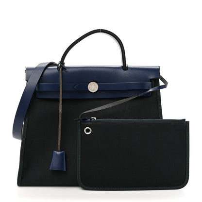 Hermes Military Toile Vache Hunter Herbag Zip 31 PM Bleu Marine Bleu Saphir 2 of 17