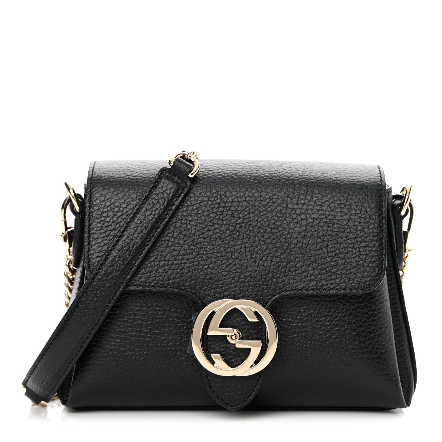Gucci Dollar Calfskin Interlocking G Crossbody Bag Black 1 of 10