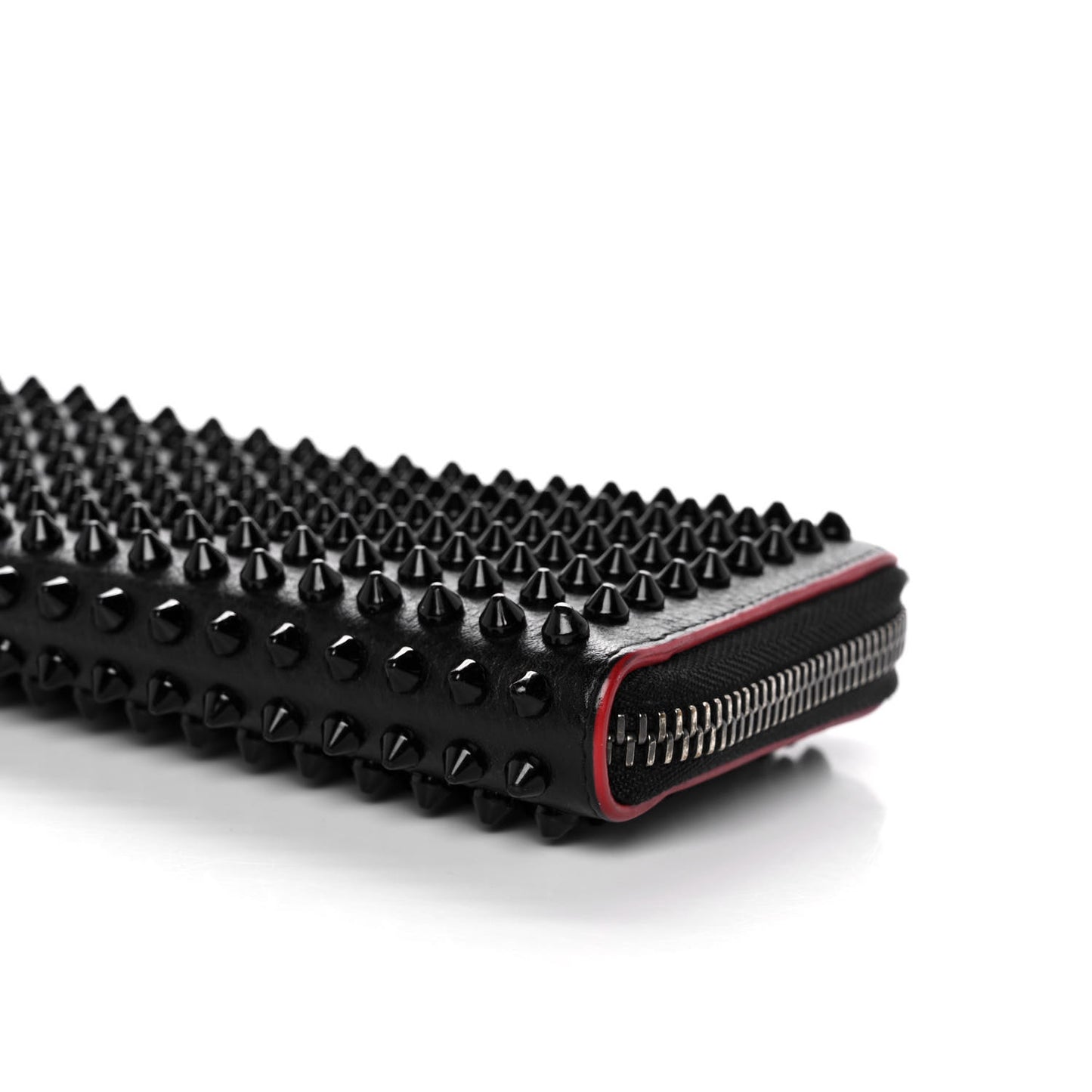 Calfskin Panettone Spiked Zip Around Wallet Black