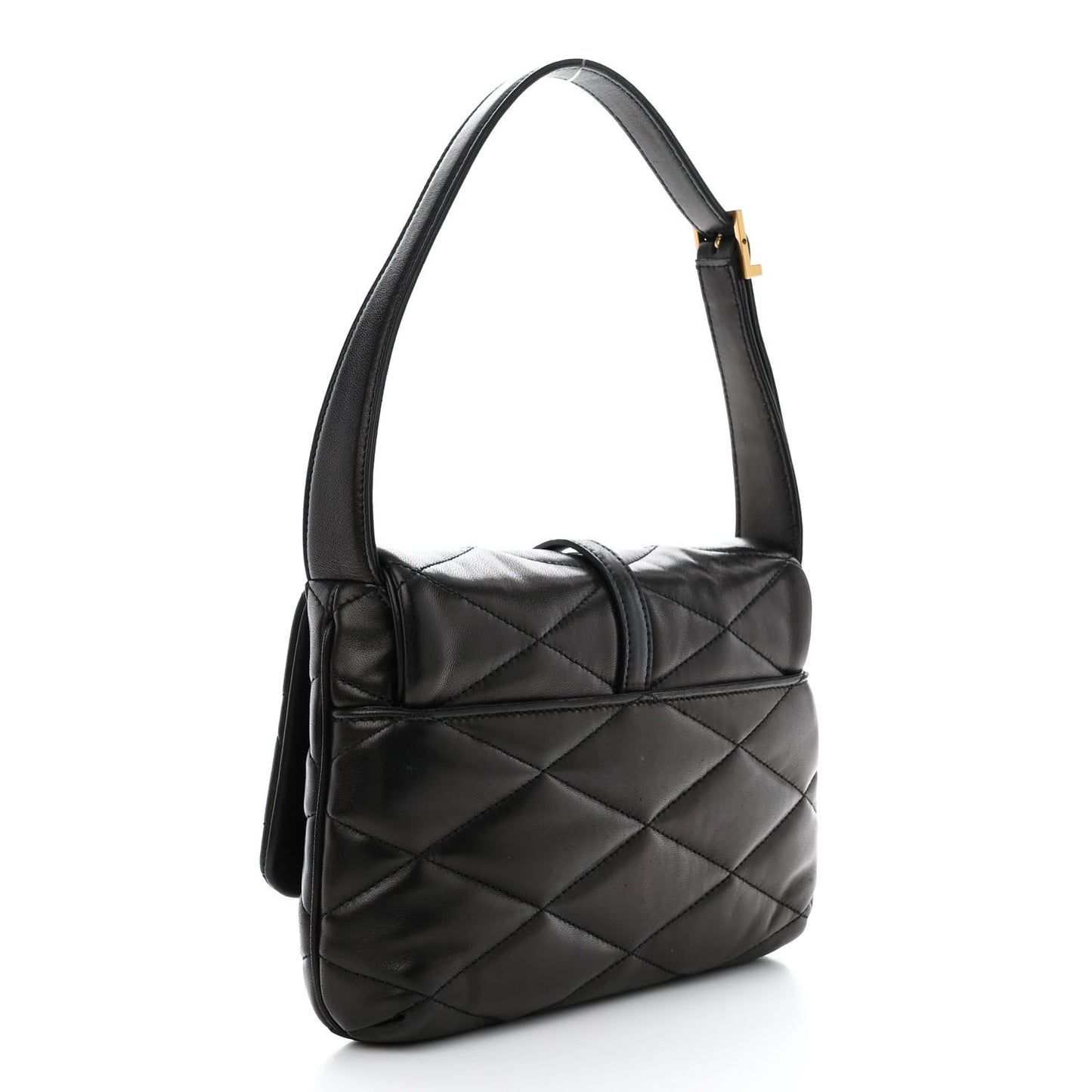 Lambskin Quilted Le 57 Diamond Shoulder Bag Black