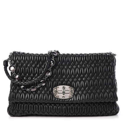 Miu Miu Nappa Matelasse Crystal Flap Clutch Black 1 of 10
