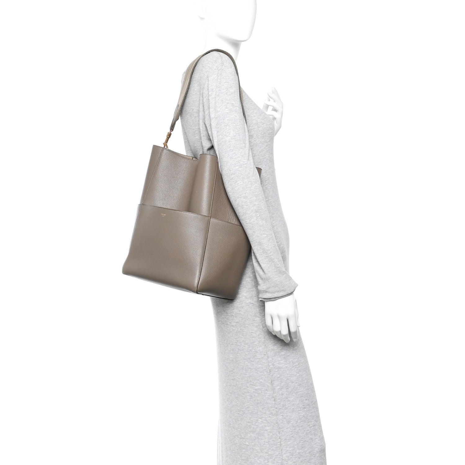 Celine Soft Grained Calfskin Sangle Bucket Bag Taupe 2 of 14