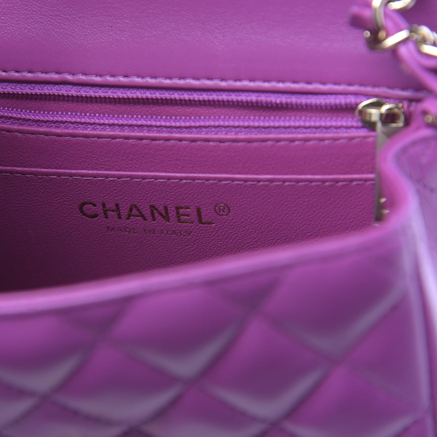 Lambskin Quilted Mini Square Flap Purple