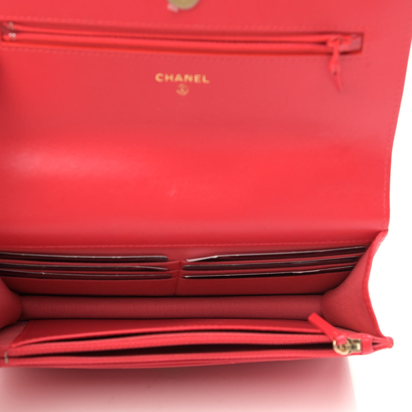 Goatskin Quilted Chanel 19 Wallet On Chain WOC Red