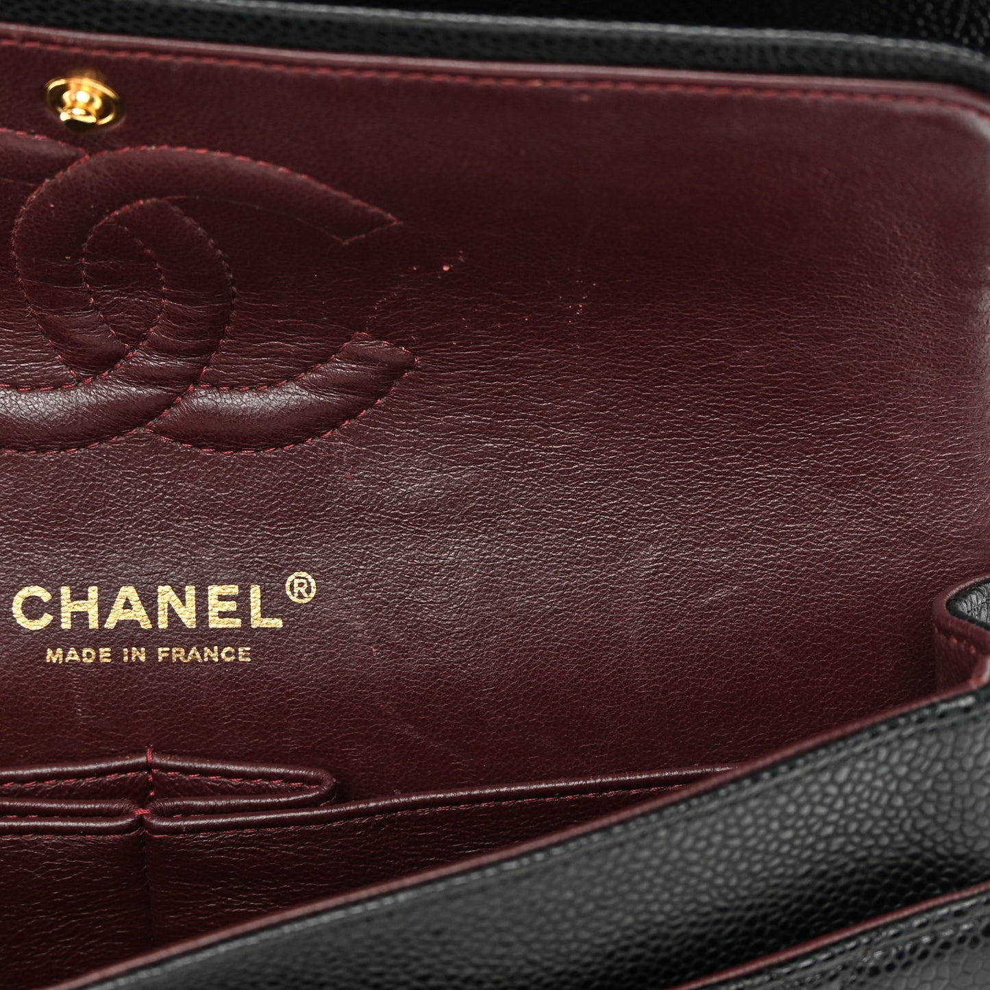 Caviar Quilted Medium Double Flap Black