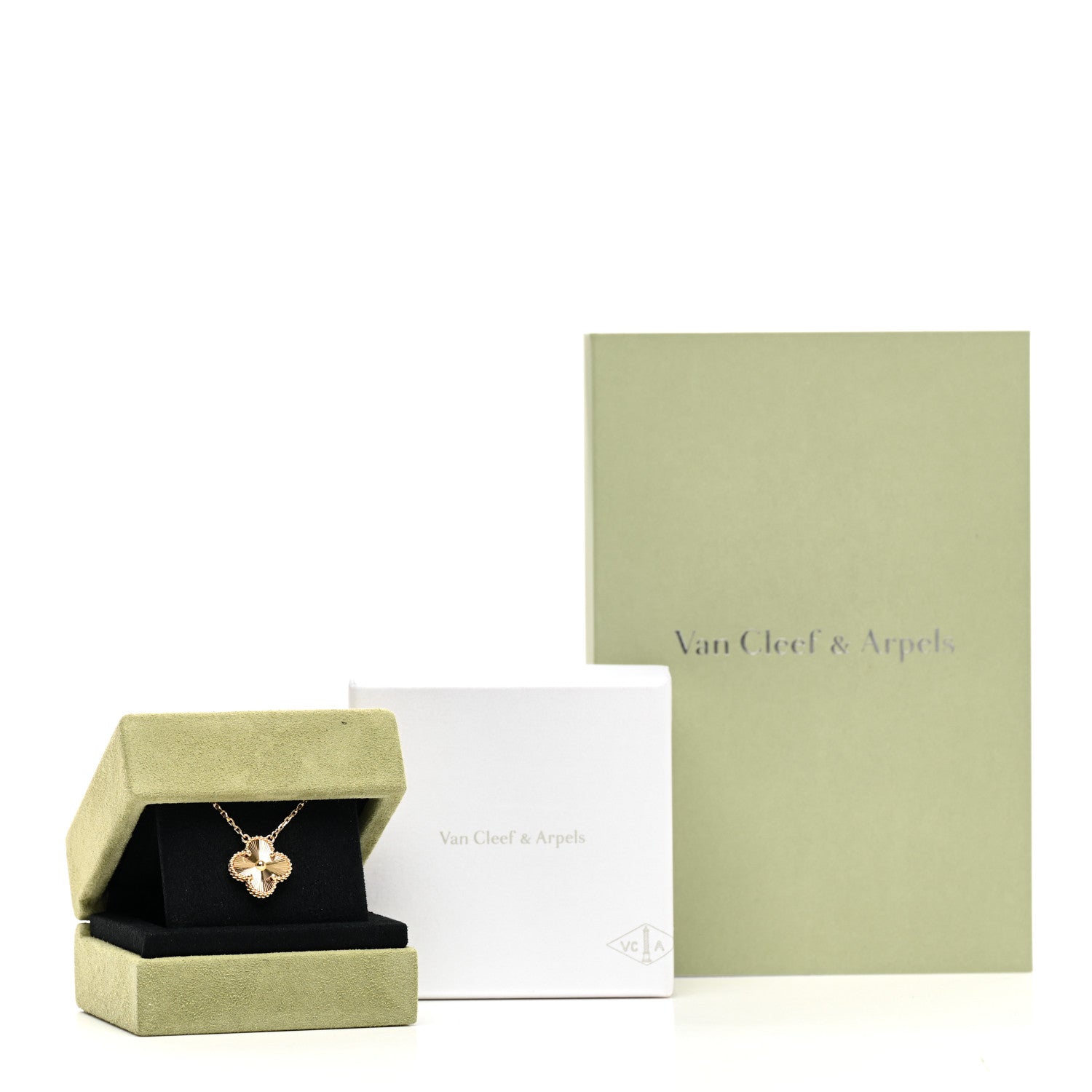Van Cleef & Arpels 18K Yellow Gold Guilloche Vintage Alhambra Pendant Necklace 6 of 6