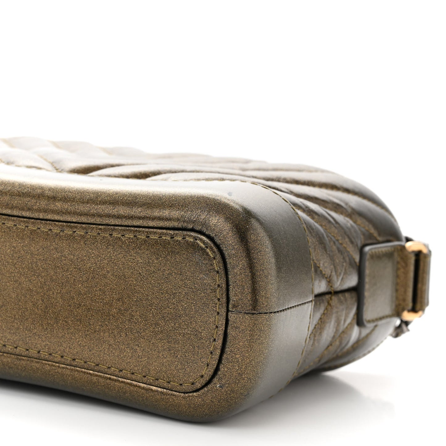 Metallic Calfskin Chevron Quilted Small Gabrielle Hobo Gold