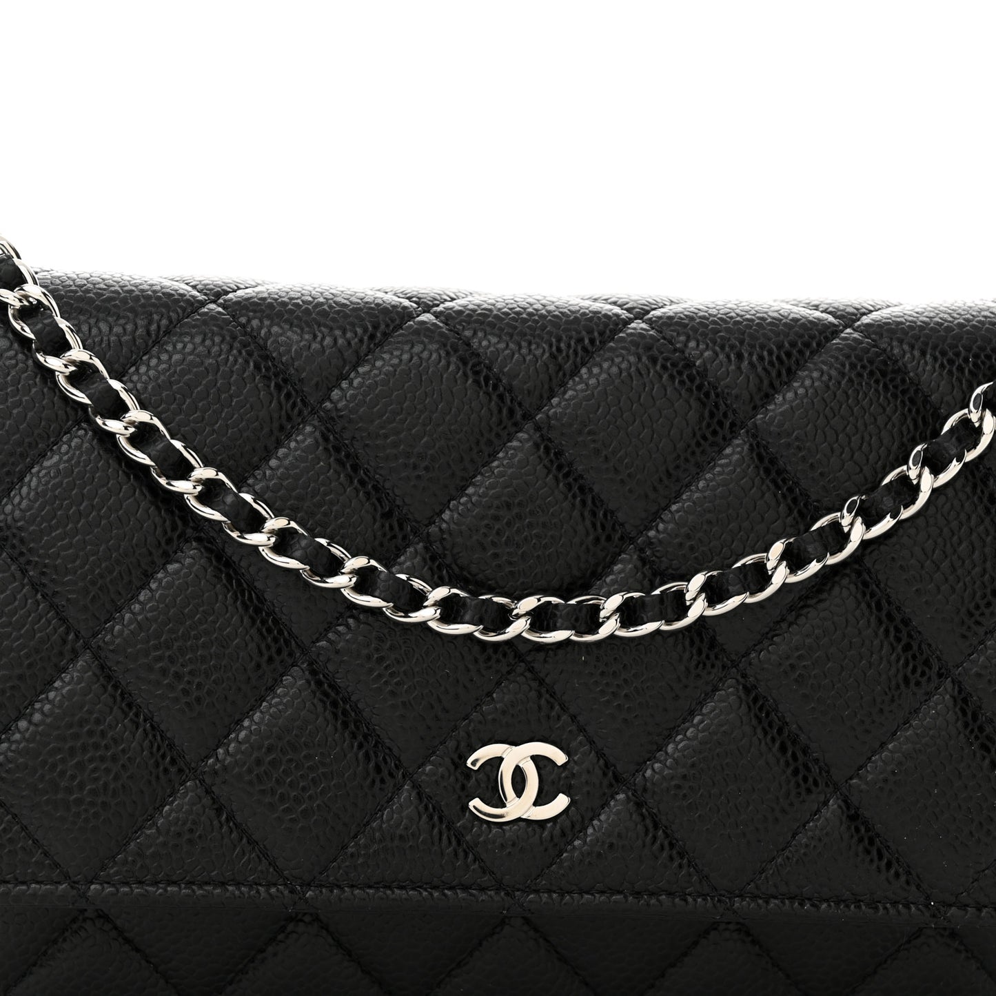 Caviar Quilted Wallet on Chain WOC Black