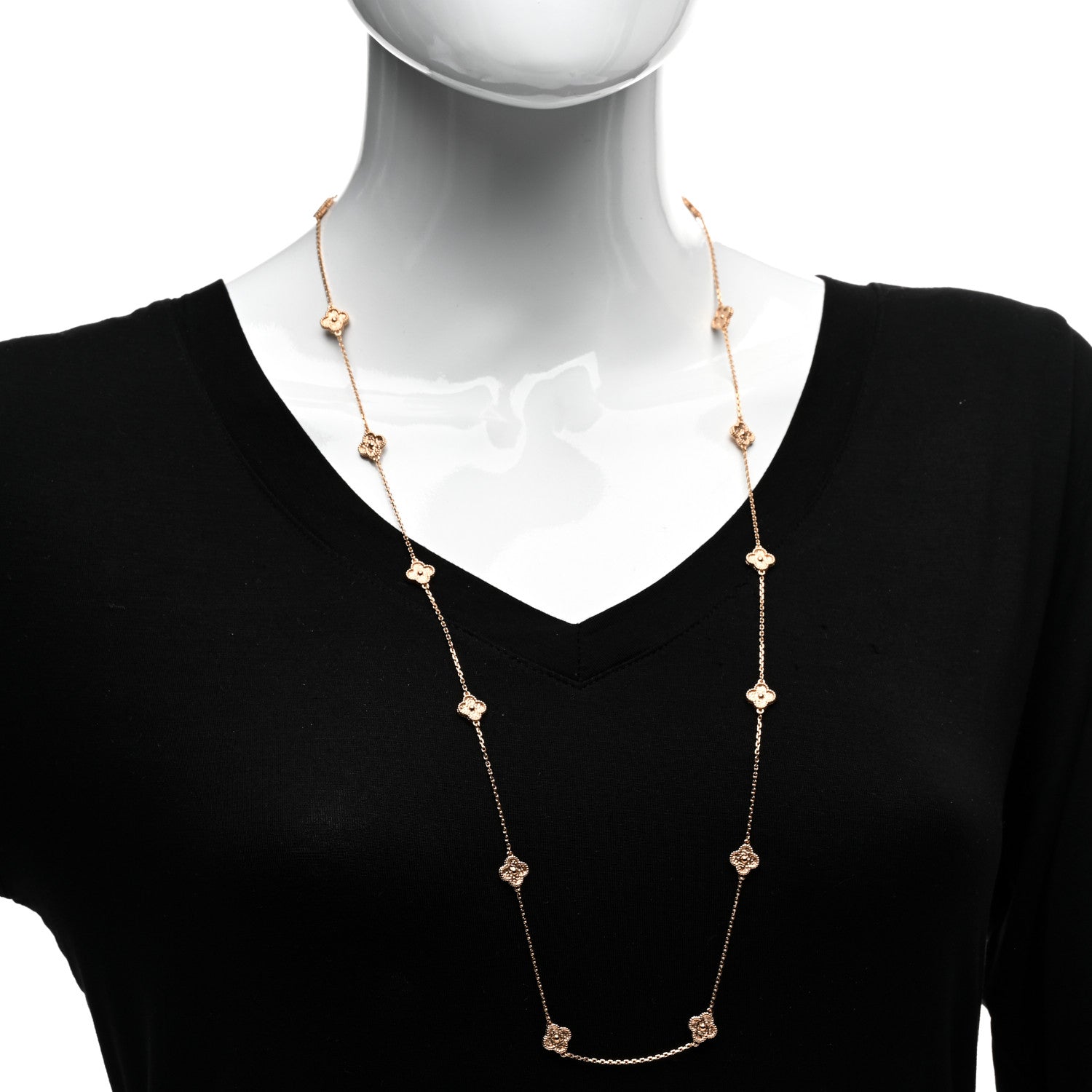 Van Cleef & Arpels 18K Rose Gold 16 Motifs Sweet Alhambra Necklace 2 of 5