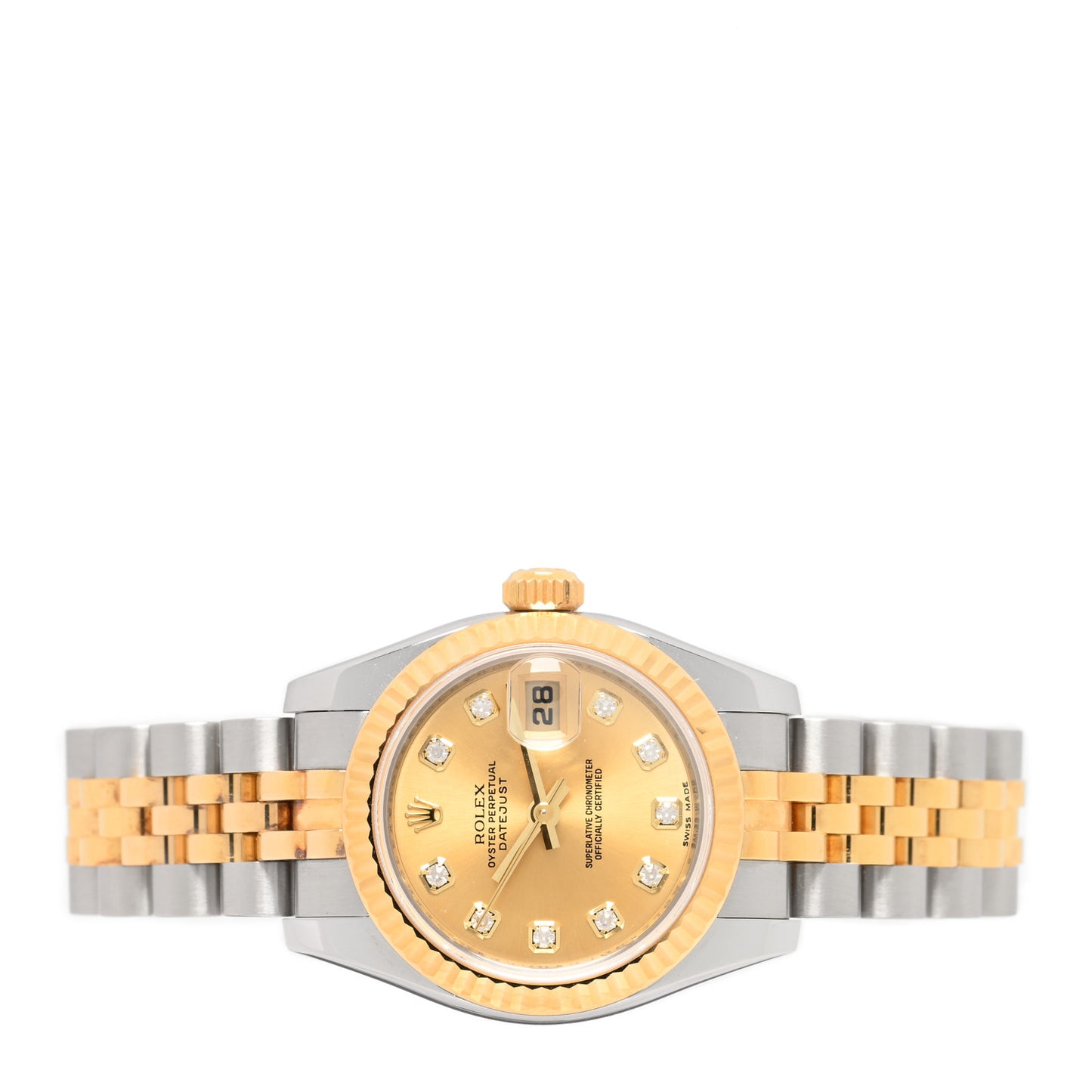 Stainless Steel 18K Yellow Gold Diamond 26mm Oyster Perpetual Datejust Watch Champagne 179173