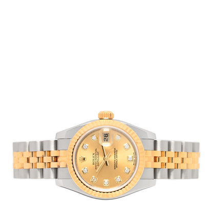 Rolex Stainless Steel 18K Yellow Gold Diamond 26mm Oyster Perpetual Datejust Watch Champagne 179173 2 of 5