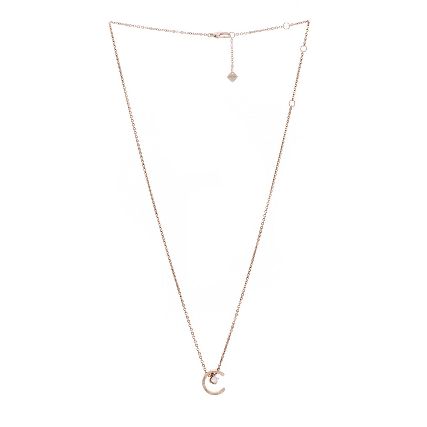 18K Beige Gold Diamond Coco Crush C Necklace