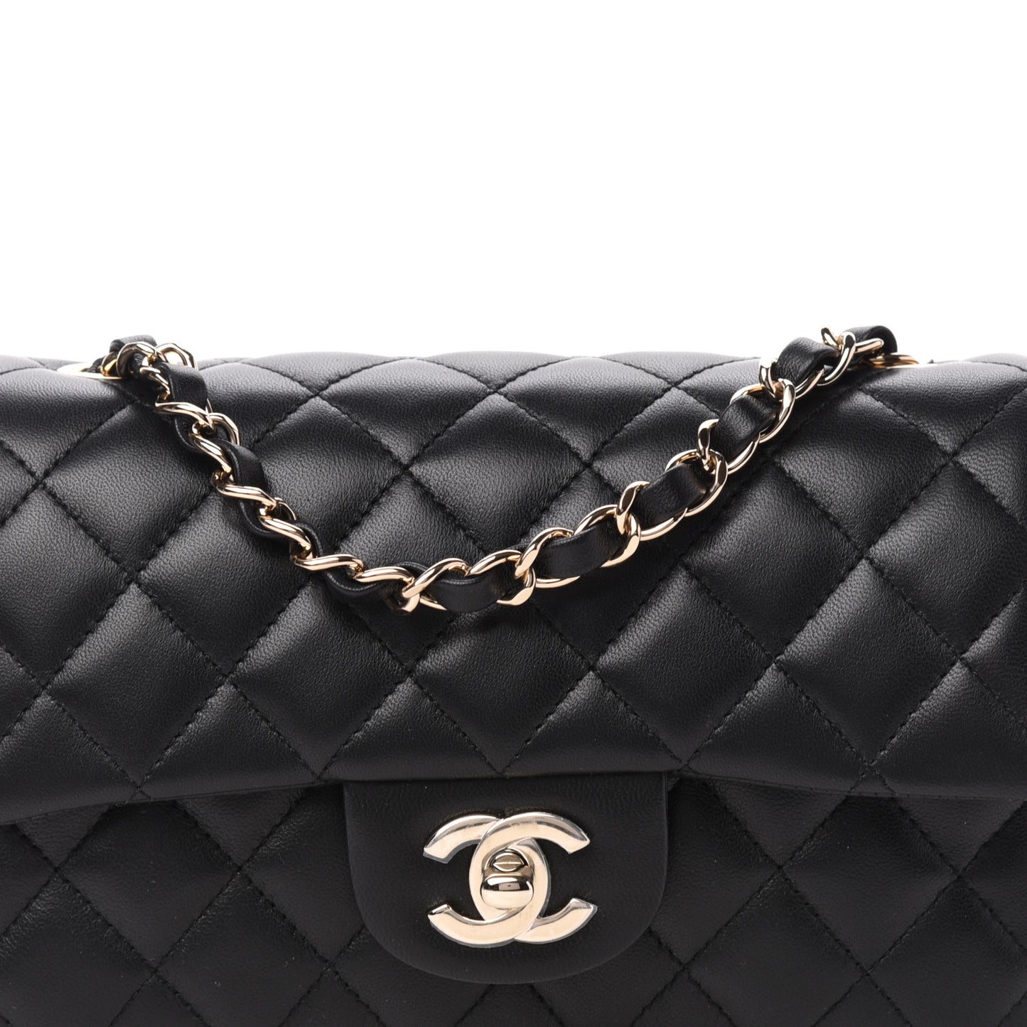 Lambskin Quilted Mini Rectangular Flap Black