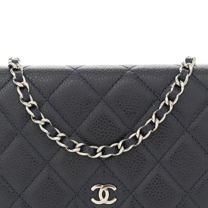 Chanel Caviar Quilted Wallet on Chain WOC Navy Blue 8 of 11