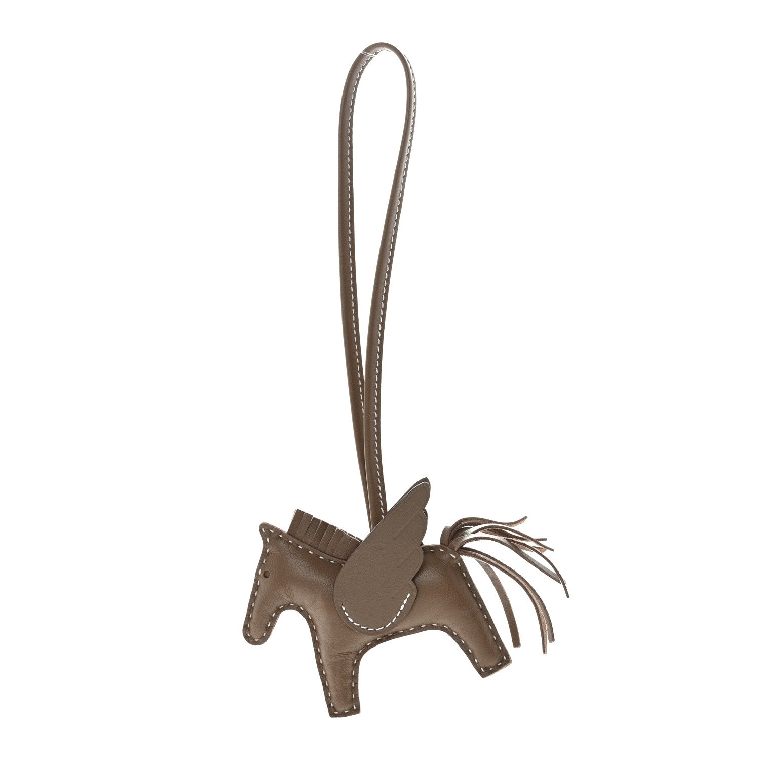 Hermes Milo Lambskin Grigri Rodeo Pegase Horse Bag Charm PM Etoupe 1 of 5