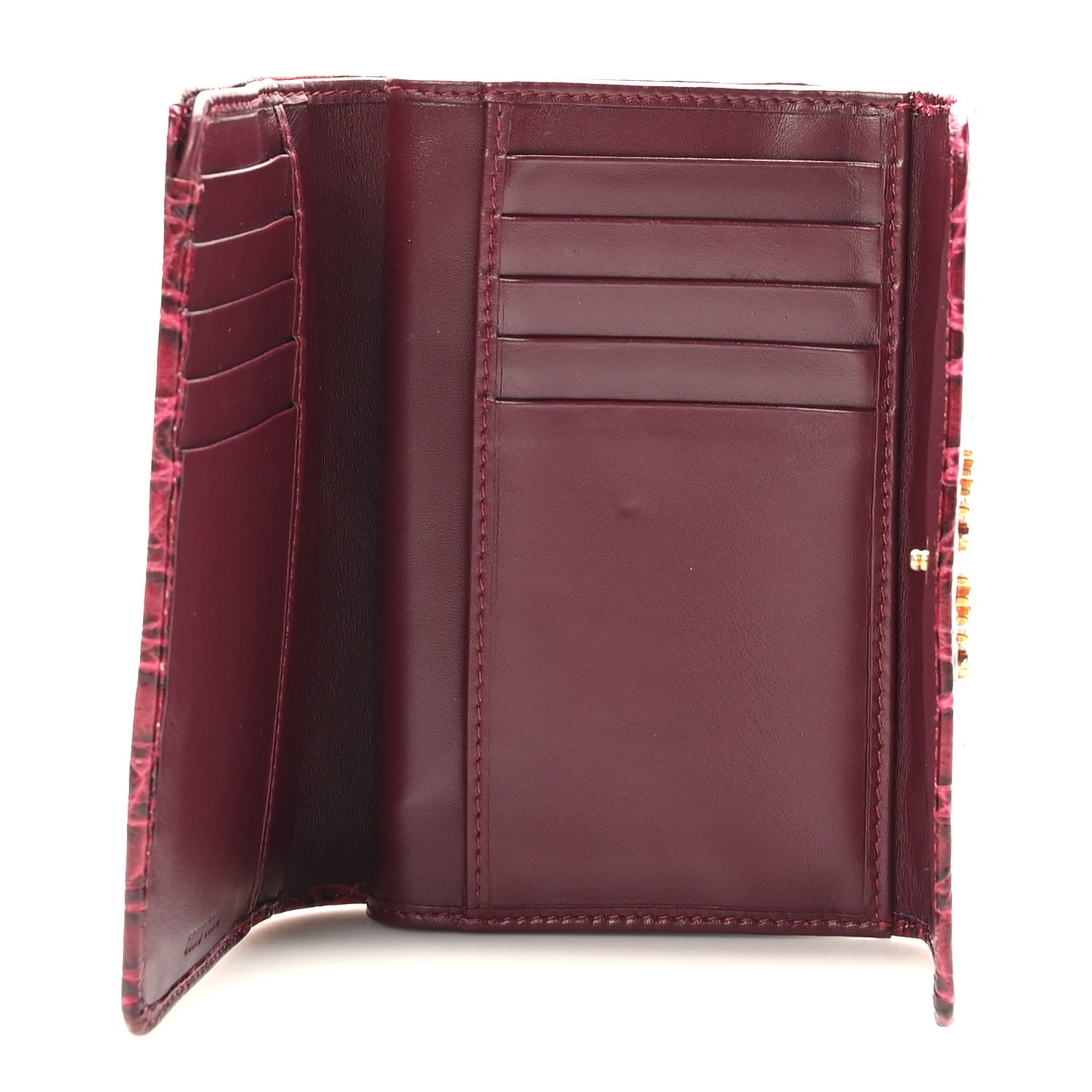 Vernice Alligator Embossed Wallet Dark Red