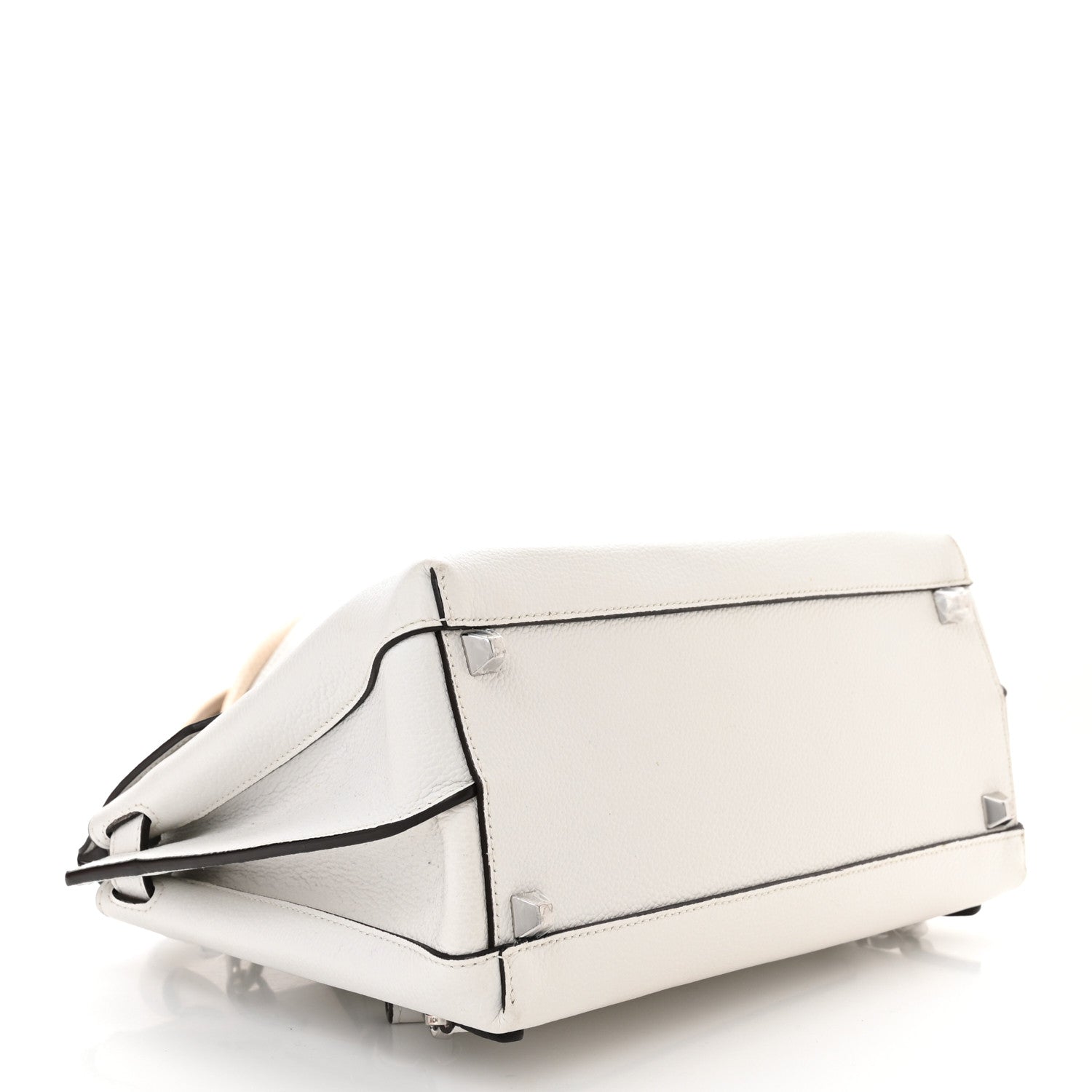 MCM Grained Calfskin Medium Milla Convertible Backpack White Flake 4 of 15